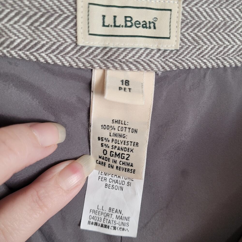 L.L. Bean grey herringbone trousers Size 18 Petite Preppy Career Office Classic - Picture 3 of 9